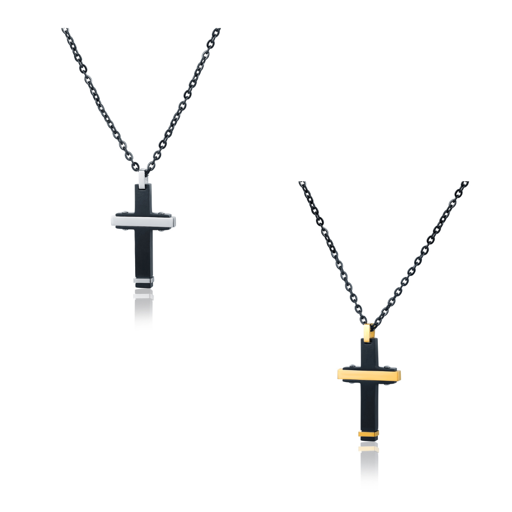 Collana Croce Ematite Rodiata